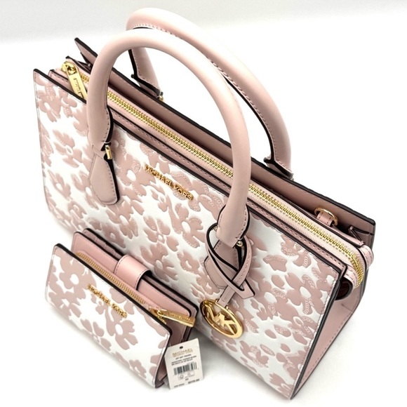 Michael Kors Sheila Medium Floral Print Satchel Bag & Matching Bifold Wallet Set - Picture 6 of 15